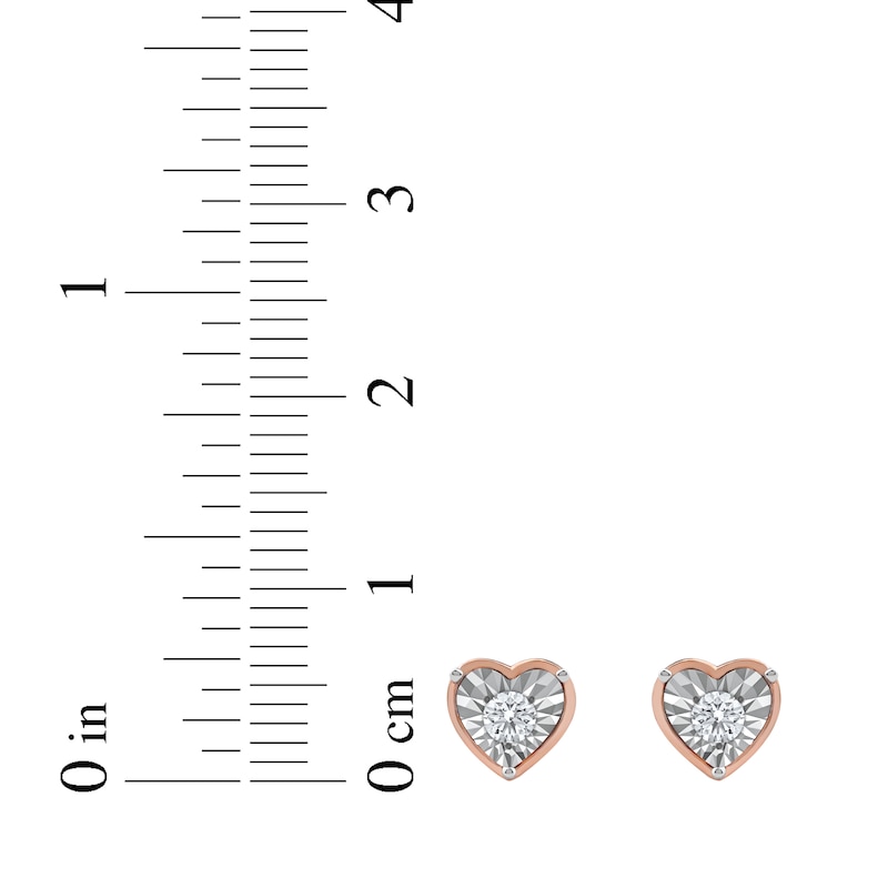 Round-Cut Diamond Solitaire Heart Frame Stud Earrings 1/8 ct tw 10K Rose Gold (I/I3)