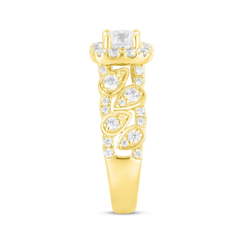 Main Image 2 of Adore Round-Cut Diamond Cushion Halo Engagement Ring 1-1/4 ct tw 14K Yellow Gold