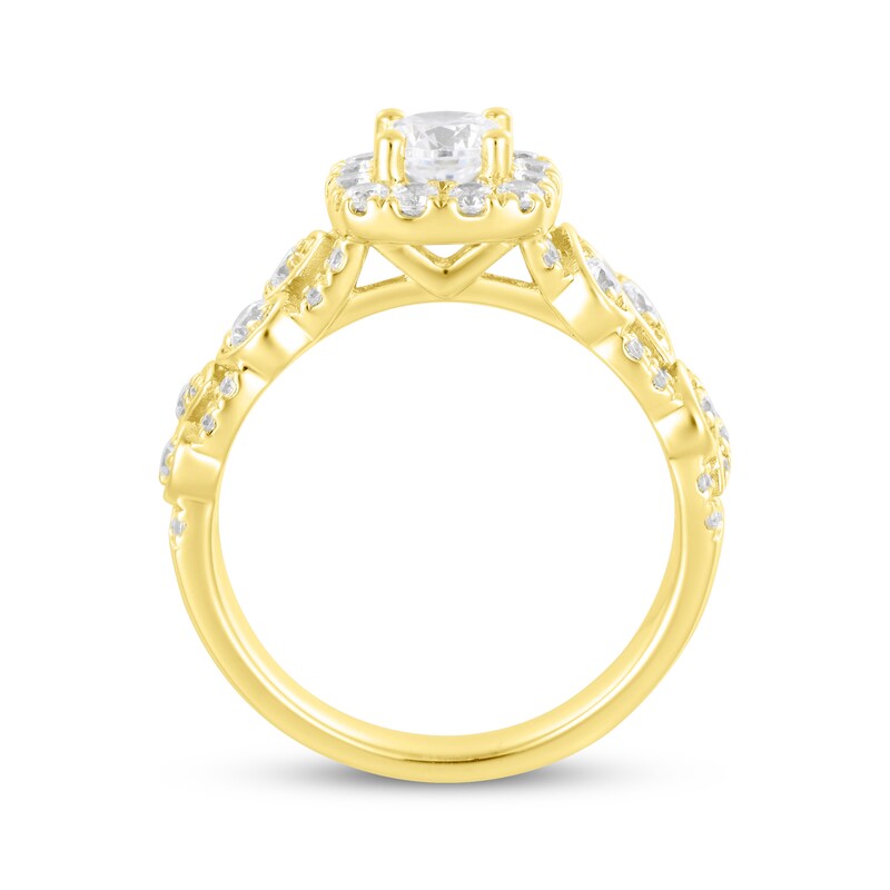 Main Image 3 of Adore Round-Cut Diamond Cushion Halo Engagement Ring 1-1/4 ct tw 14K Yellow Gold