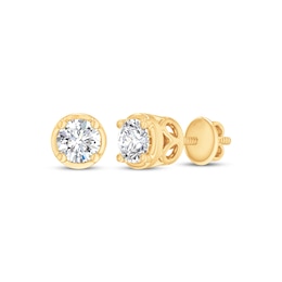 Round-Cut Diamond Bezel-Look Solitaire Stud Earrings 1/4 ct tw 14K Yellow Gold (I/I2)