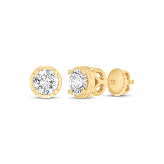 Round-Cut Diamond Bezel-Look Solitaire Stud Earrings 1/4 ct tw 14K Yellow Gold (I/I2)