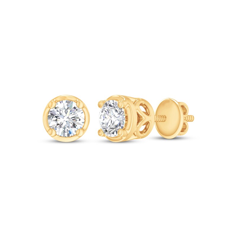 Main Image 1 of Round-Cut Diamond Bezel-Look Solitaire Stud Earrings 1/4 ct tw 14K Yellow Gold (I/I2)