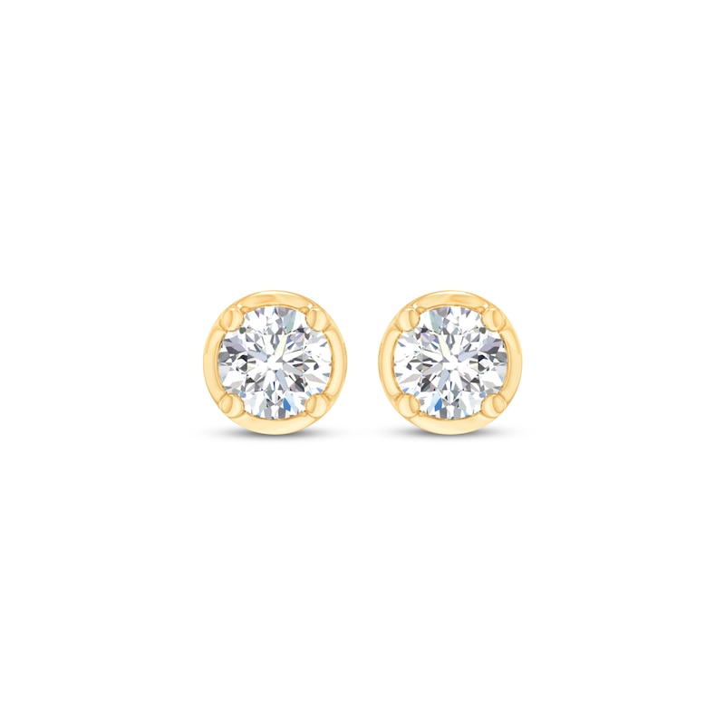 Main Image 2 of Round-Cut Diamond Bezel-Look Solitaire Stud Earrings 1/4 ct tw 14K Yellow Gold (I/I2)