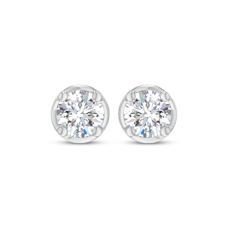 Main Image 2 of Round-Cut Diamond Bezel-Look Solitaire Stud Earrings 1/2 ct tw 14K White Gold (I/I2)