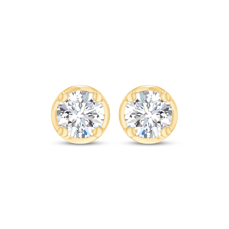 Main Image 2 of Round-Cut Diamond Bezel-Look Solitaire Stud Earrings 1/2 ct tw 14K Yellow Gold (I/I2)