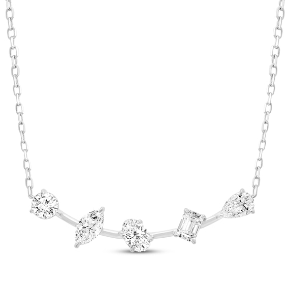All You Are Multi-Shape Lab-Grown Diamond Smile Necklace 2 ct tw 14K White Gold 18"