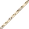 Thumbnail Image 2 of Men's Diamond Station Cuban Curb Chain Bracelet 1 ct tw 10K Yellow Gold 8.5"