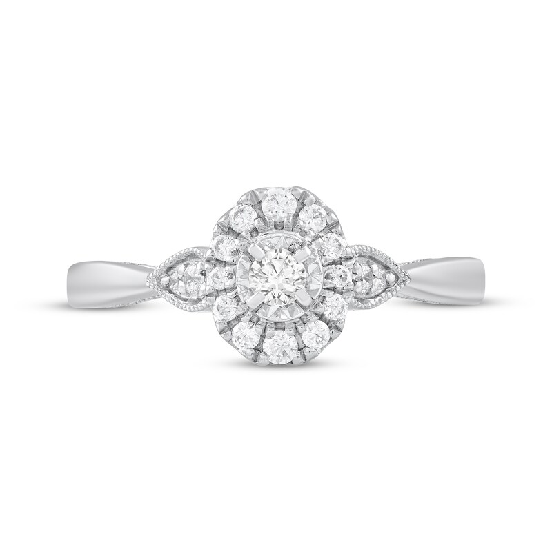 Main Image 3 of Adore Round-Cut Diamond Halo Engagement Ring 1/4 ct tw 10K White Gold