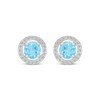 Thumbnail Image 2 of Swiss Blue Topaz & White Lab-Created Sapphire Halo Stud Earrings Sterling Silver