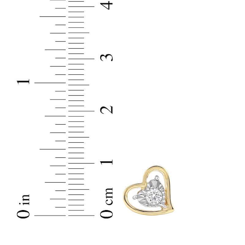 Main Image 6 of Radiant Reflections Diamond Solitaire Heart Stud Earrings 1/4 ct tw 10K Yellow Gold (I/I3)