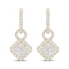 Thumbnail Image 2 of Princess-Cut Diamond Quad Doorknocker Hoop Earrings 1-1/2 ct tw 14K Yellow Gold