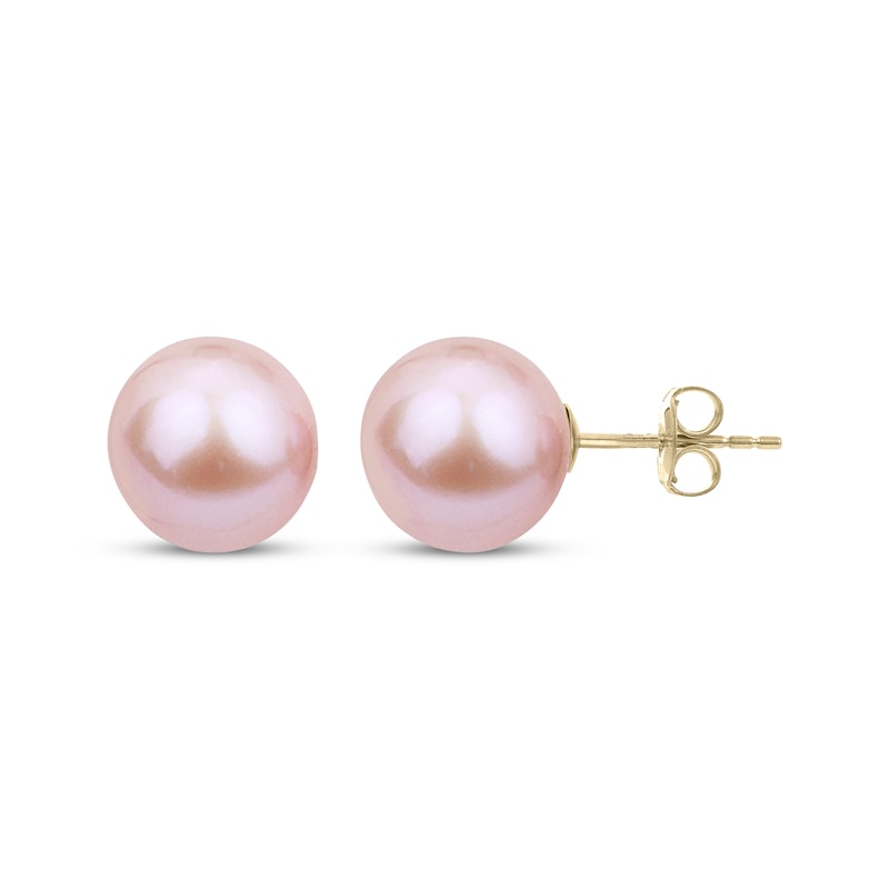 Main Image 1 of Pink Cultured Pearl Stud Earrings 14K Yellow Gold