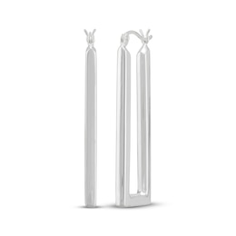 Hollow Rectangle Hoop Earrings Sterling Silver