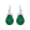 Thumbnail Image 2 of Pear-Shaped Lab-Created Emerald & White Lab-Created Sapphire Drop Earrings Sterling Silver