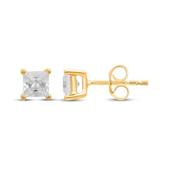 KAY Lab-Grown Diamonds Princess-Cut Solitaire Stud Earrings 1/3 ct tw 10K Yellow Gold (I/SI2)