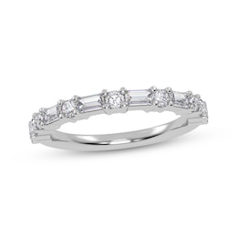 Adore Baguette & Round-Cut Diamond Stackable Anniversary Ring 1/2 ct tw 14K White Gold