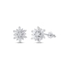Thumbnail Image 1 of Baguette & Round-Cut Diamond Flower Stud Earrings 1/6 ct tw 10K White Gold