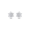 Thumbnail Image 2 of Baguette & Round-Cut Diamond Flower Stud Earrings 1/6 ct tw 10K White Gold
