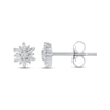 Thumbnail Image 3 of Baguette & Round-Cut Diamond Flower Stud Earrings 1/6 ct tw 10K White Gold
