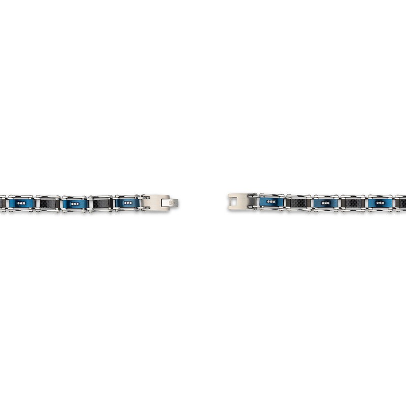 Main Image 4 of KAY Lab-Grown Diamonds Men's Link Bracelet 1/6 ct tw Black & Blue Ion-Plated Stainless Steel 8.5"