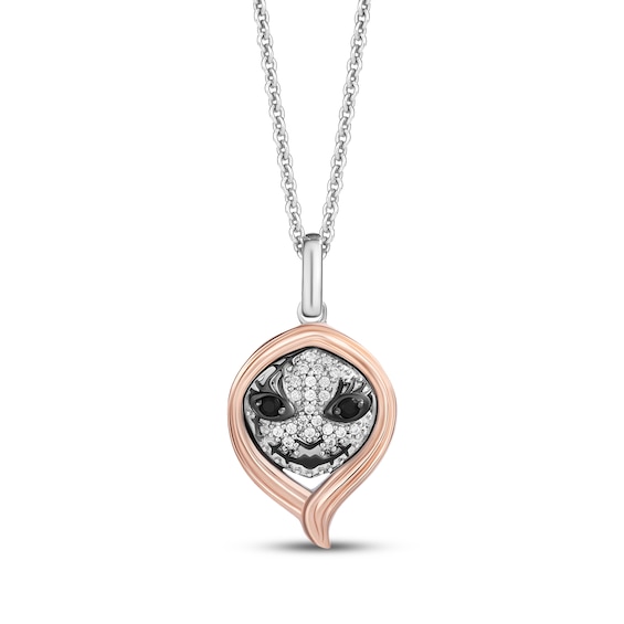 Disney Treasures The Nightmare Before Christmas Black Onyx & Diamond Necklace 1/20 ct tw Sterling Silver & 10K Rose Gold