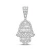 Thumbnail Image 1 of Round & Baguette-Cut Diamond Hamsa Necklace Charm 1-1/2 ct tw Sterling Silver