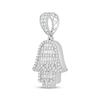 Thumbnail Image 2 of Round & Baguette-Cut Diamond Hamsa Necklace Charm 1-1/2 ct tw Sterling Silver
