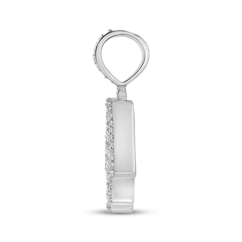 Main Image 3 of Round & Baguette-Cut Diamond Hamsa Necklace Charm 1-1/2 ct tw Sterling Silver