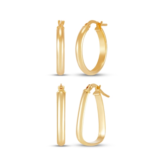 Hoop Earrings Gift Set 14K Yellow Gold