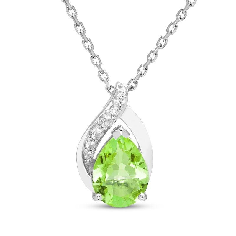 Main Image 2 of Pear-Shaped Peridot & White Lab-Created Sapphire Gift Set Sterling Silver