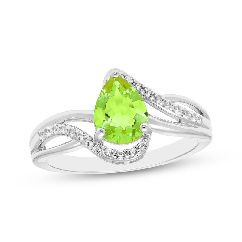 Main Image 3 of Pear-Shaped Peridot & White Lab-Created Sapphire Gift Set Sterling Silver