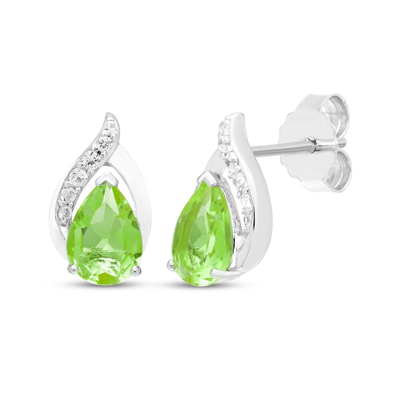 Main Image 4 of Pear-Shaped Peridot & White Lab-Created Sapphire Gift Set Sterling Silver