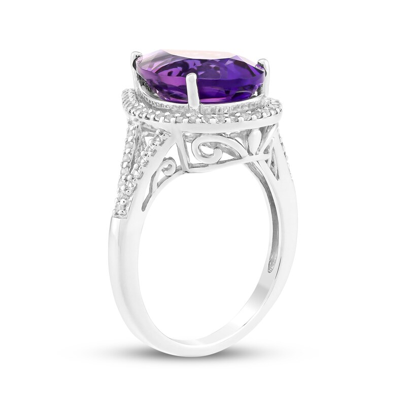 Main Image 2 of Pear-Shaped Amethyst & White Topaz Ring 10K White Gold