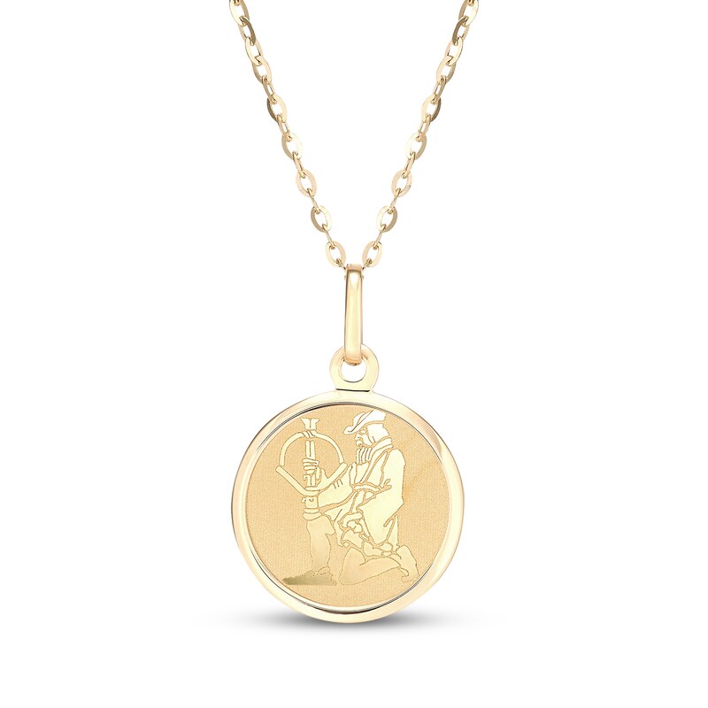 Main Image 1 of Zodiac Sagittarius Medallion Necklace 14K Yellow Gold 18"
