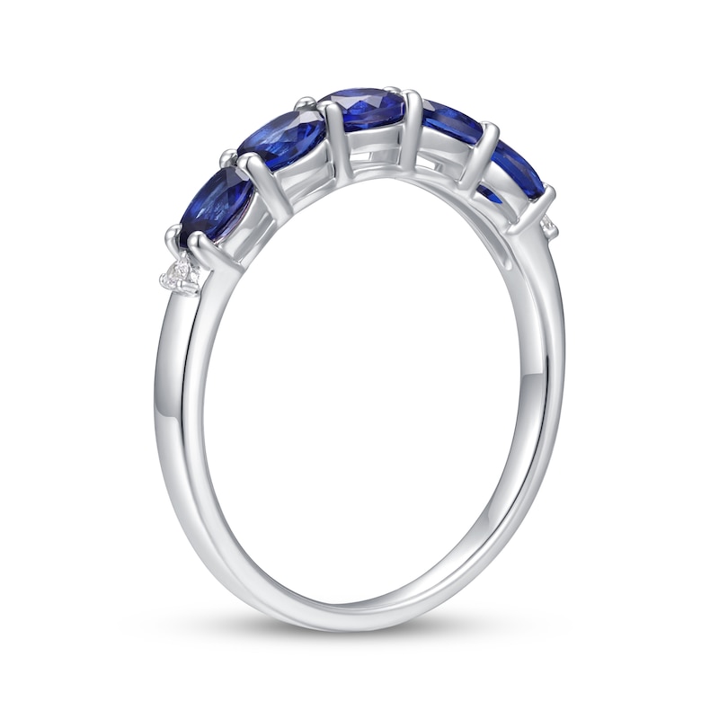 Main Image 2 of Oval-Cut Blue Lab-Created Sapphire & White Lab-Created Sapphire Ring Sterling Silver