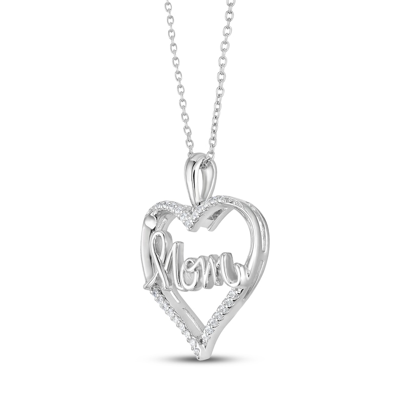 Main Image 2 of Diamond "Mom" Heart Necklace 1/10 ct tw Sterling Silver