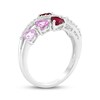 Thumbnail Image 2 of Heart-Shaped Lab-Created Ruby, Pink & White Lab-Created Sapphire Ring Sterling Silver