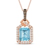 Thumbnail Image 1 of Le Vian Emerald-Cut Blue Topaz Necklace 1/2 ct tw Diamonds 14K Strawberry Gold 20"