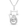 Thumbnail Image 1 of Pear-Shaped  White Lab-Created Sapphire Cat Necklace Sterling Silver 18"