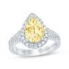 Thumbnail Image 1 of Monique Lhuillier Bliss Pear-Shaped Yellow & White Lab-Grown Diamond Engagement Ring 2-5/8 ct tw 18K White Gold