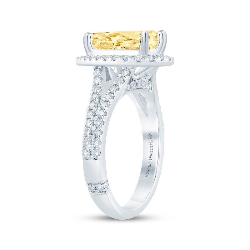 Main Image 2 of Monique Lhuillier Bliss Pear-Shaped Yellow & White Lab-Grown Diamond Engagement Ring 2-5/8 ct tw 18K White Gold