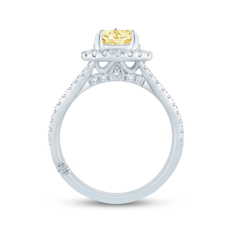 Main Image 3 of Monique Lhuillier Bliss Pear-Shaped Yellow & White Lab-Grown Diamond Engagement Ring 2-5/8 ct tw 18K White Gold