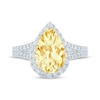 Thumbnail Image 4 of Monique Lhuillier Bliss Pear-Shaped Yellow & White Lab-Grown Diamond Engagement Ring 2-5/8 ct tw 18K White Gold