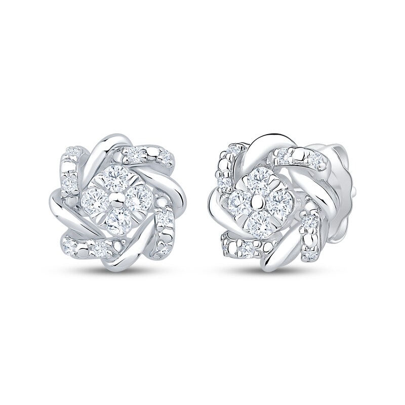 Main Image 3 of Diamond Wreath Halo Gift Set 3/8 ct tw Sterling Silver