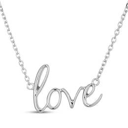 Sculpted "Love" Script Necklace Sterling Silver 18"