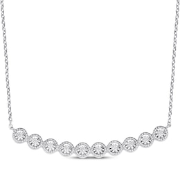 Diamond Circles Smile Necklace 1/10 ct tw Sterling Silver 19"