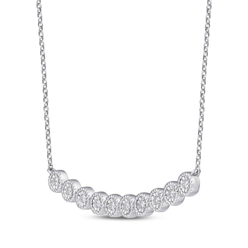 Main Image 2 of Diamond Circles Smile Necklace 1/10 ct tw Sterling Silver 19"