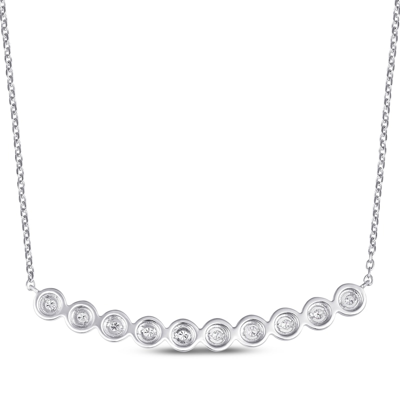Main Image 3 of Diamond Circles Smile Necklace 1/10 ct tw Sterling Silver 19"