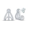 Thumbnail Image 1 of Diamond Three-Row J-Hoop Halo Earrings 1/3 ct tw Sterling Silver