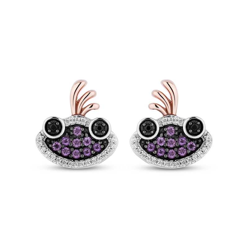 Main Image 2 of Disney Treasures Monsters, Inc. "Randall" Amethyst & Diamond Earrings 1/10 ct tw Sterling Silver & 10K Rose Gold